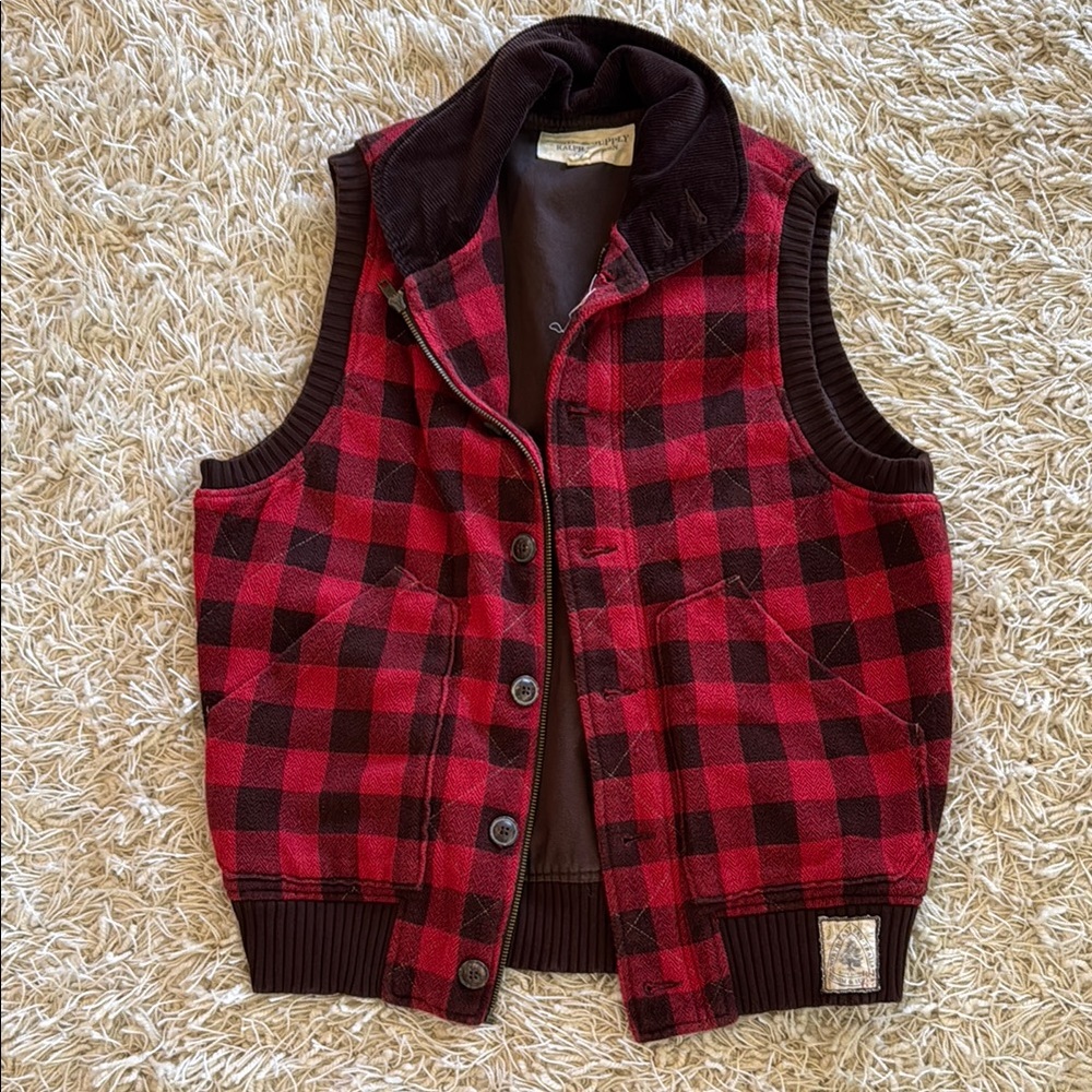 Red and Black Plaid Vest